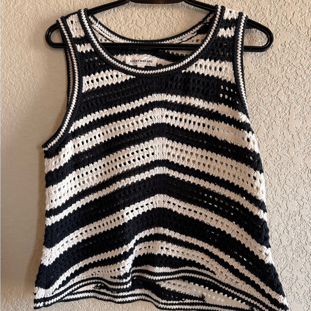 Lucky Brand Black and White Knit Tank Top
